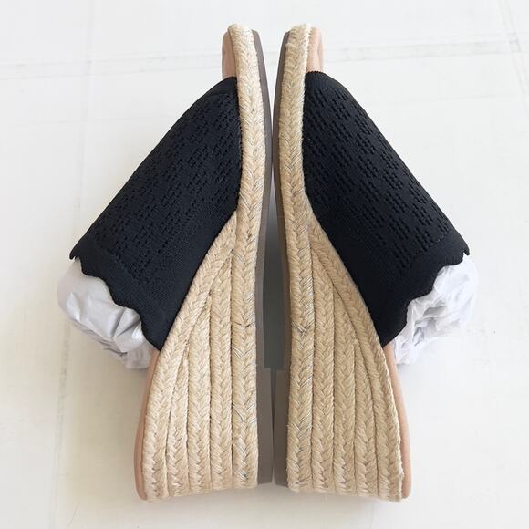 New EASY SPIRIT Shanice Wedge Espadrille Slide Sandal Women’s SIZE 8 WIDE Black - Picture 5 of 9